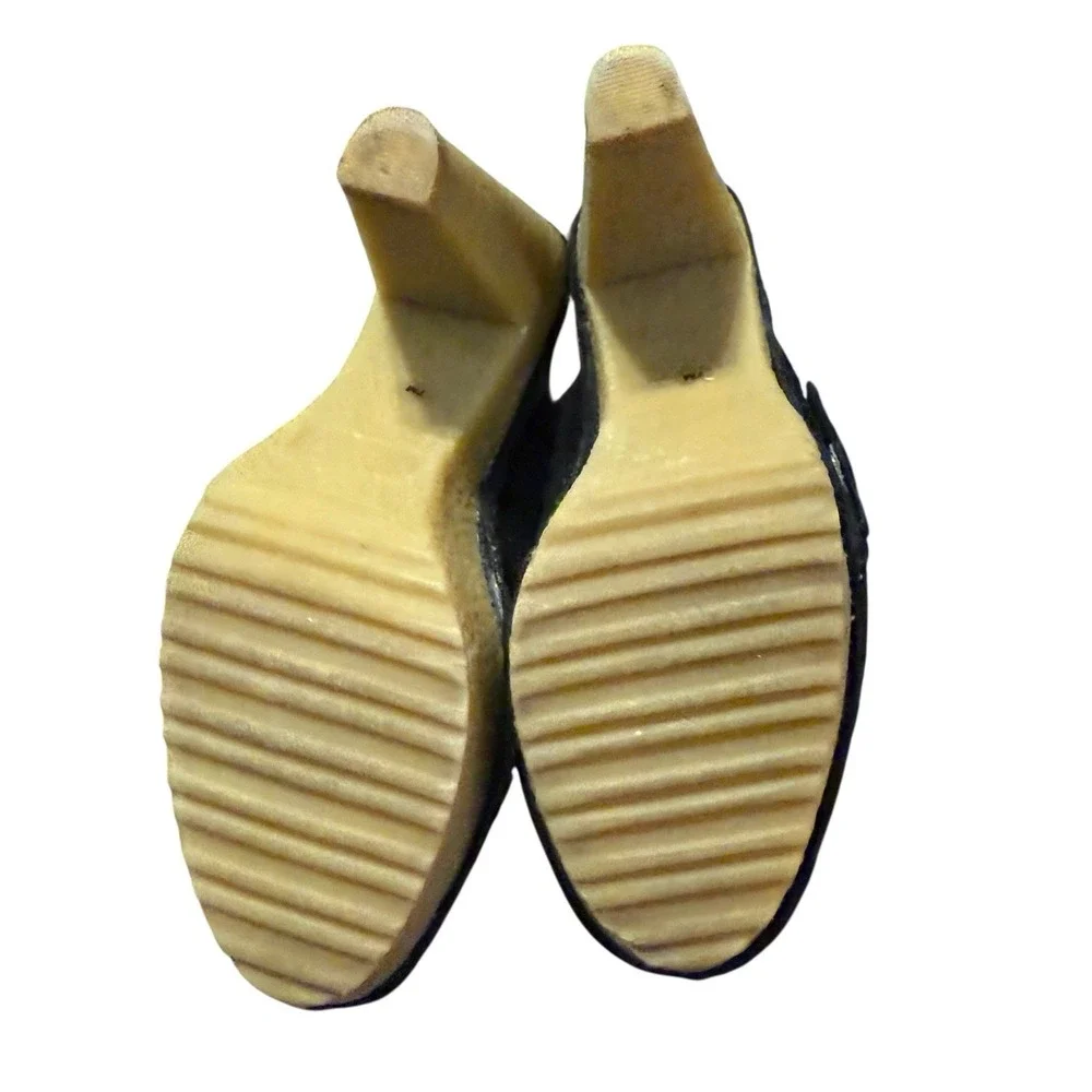 Michael Michael Kors‎ McGraw Double Black Suede Mules Heeled Size 7 Slip On